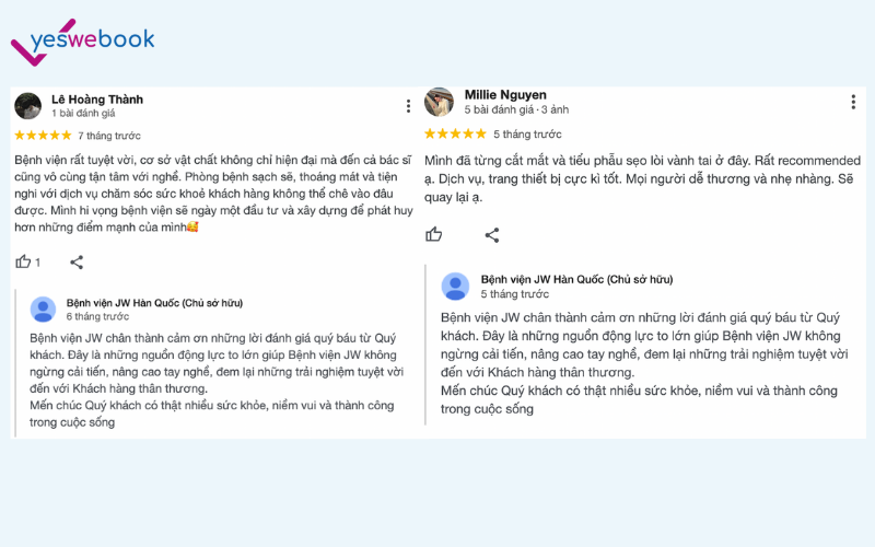 Review khách hàng bệnh viện thẩm mỹ JW Hàn Quốc